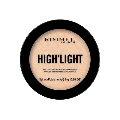 Rimmel High'Light, poudre lumineuse douce, contient des pigments hautement réfléchissants, vous donne un éclat lumineux, 100% Sans Cruauté Un éclat vraiment lumineux