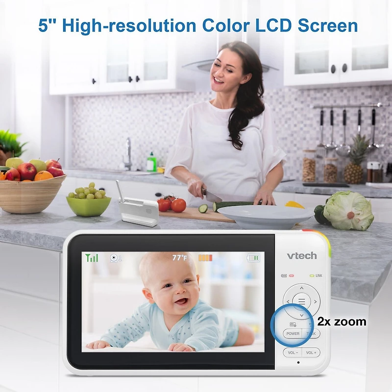 VTech VM5267 5” Digital Video Baby Monitor with Pan and Tilt and Night Light - White