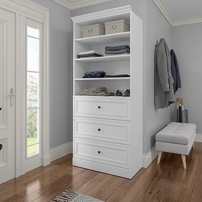 Bestar Versatile 36W Closet Organizer with Drawers in white