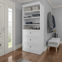 Bestar Versatile 36W Closet Organizer with Drawers in white