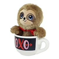 Way To Celebrate Valentine’s Day Plush Toy in Soup Mug, Sloth