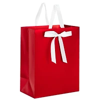 Hallmark 9" Medium Gift Bag (Red Foil with White Bow) for Valentine's Day, Christmas, Birthdays, Parties or Any Occasion