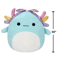 Squishmallows Easter 16" Plush - Irina the Teal Axolotl with Rainbow Gills and Purple Head Bandana