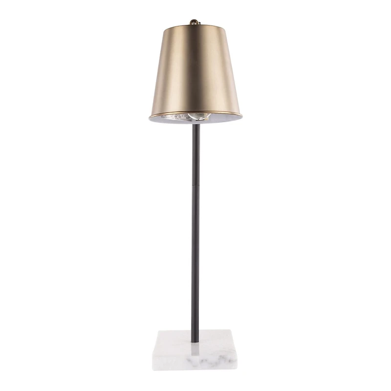 Metric Industrial Table Lamp in Walnut and Black by LumiSource