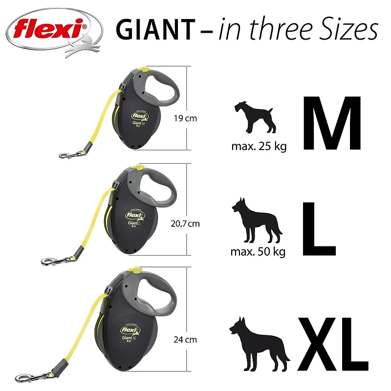 Flexi Giant Moyen 8m Bande Rétractable Chien Laisse