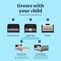 Graco Melrose 5-in-1 Convertible Baby Crib with Drawer, Black