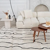Rug Branch Domus Abstract Indoor Area Rug, Cream Black, Modern - Living Room, Bedroom, Dining Room, and Kitchen