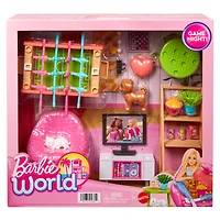 Barbie Barbie World Coffret de jeu avec accessoires Soirée de jeux - Exclusivité Walmart Âges 3+