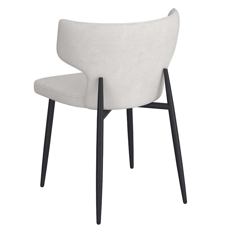 Chaise contemporaine de salle à manger en tissu et en métal, ensemble de 2 – beige et noir