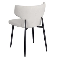 Chaise contemporaine de salle à manger en tissu et en métal, ensemble de 2 – beige et noir