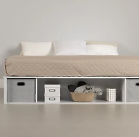 South Shore Flexible Queen Storage Platform Bed with Baskets, in Pure White