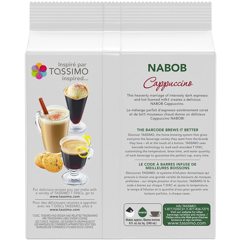 Tassimo Nabob Cappuccino Coffee Single Serve T-Discs, Medium, 8 Cappuccinos