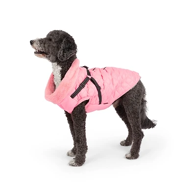 One Paw, Veste Matelassée Légère pour Chien avec Harnais, Rose Gilet matelassé noir léger pour chien avec harnais