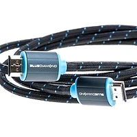 Câble HDMI 4K tressé BlueDiamond - Ultra HD, 18Gbps, HDR dynamique, HDMI 2.0, 4K@60Hz, mâle à mâle - Noir et bleu