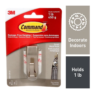 Command™ Decorative Metal Hook MR01-BN-C, Small