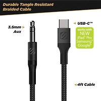 Scosche CAUXB4RCAA-SP 3.5mm AUX to USB-C Braided Cable & RCA Audio Adapter Kit 4-ft. Space Gray, Stereo Cable for USB-C Device