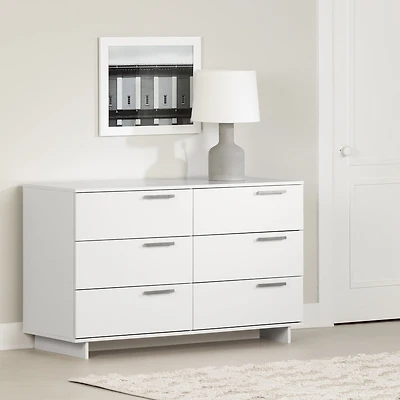 Commode 6 tiroirs pour Adult, fini Blanc solide, collection Cavalleri de Meubles South Shore