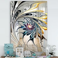 Designart 'White Stained Glass Floral Art' Moderne et Miroir - Miroir Accent - 28x40
