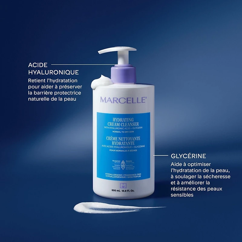 Marcelle, Hydrating Cream Cleanser, 500mL, Hydrating, non-foaming creamy cleanser