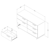 Commode 6 tiroirs pour Adult, fini Blanc solide, collection Cavalleri de Meubles South Shore