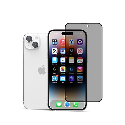 22 Cases Privacy Tempered Glass Screen Protector iPhone 15