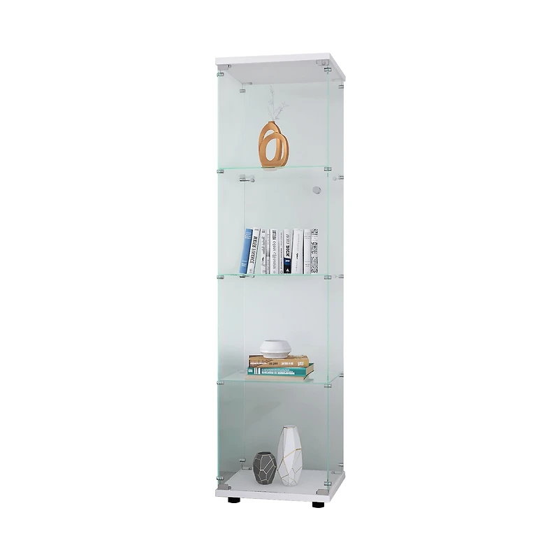 Noble House Glass Display Cabinet 4 Shelves with Door,white