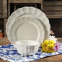 The Pioneer Woman Luster 12-Piece Dinnerware Set, Linen