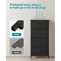 SONGMICS HOME Dresser for Bedroom, Fabric Dresser with 4 Drawers, Metal Frame, Small Chest of Drawers