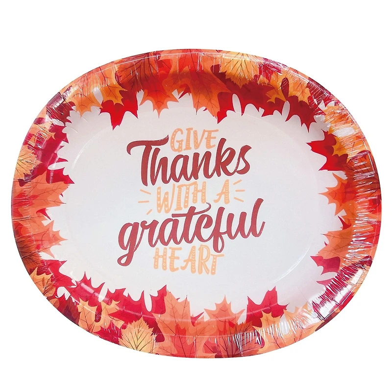 Give Thanks With A Grateful Heart Oval Paper Plates, 8CT