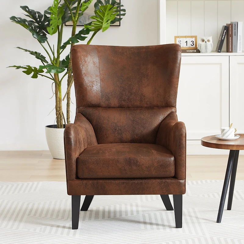 Noble House HI-BACK fauteuil clouté pour chambre d’étude de salon, Design classique, brun