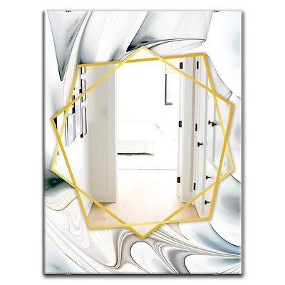 Designart 'White Stained Glass Floral Art' Miroir Moderne - Miroir Mural Contemporain - 24x36