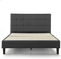 Zinus Lottie Upholstered Platform Bed Frame with Headboard, Dark Grey