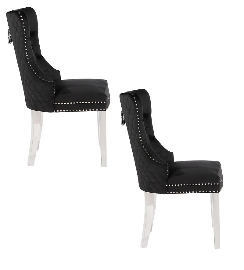 Plata Import Wingback Chair in Black - Set 2