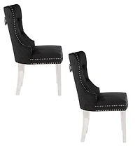 Plata Import Wingback Chair in Black - Set 2