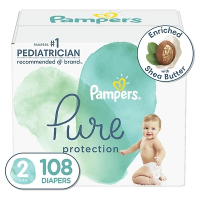 Pampers Pure Protection Diapers, Super Econo Pack, Sizes N-6, 116-62 Count