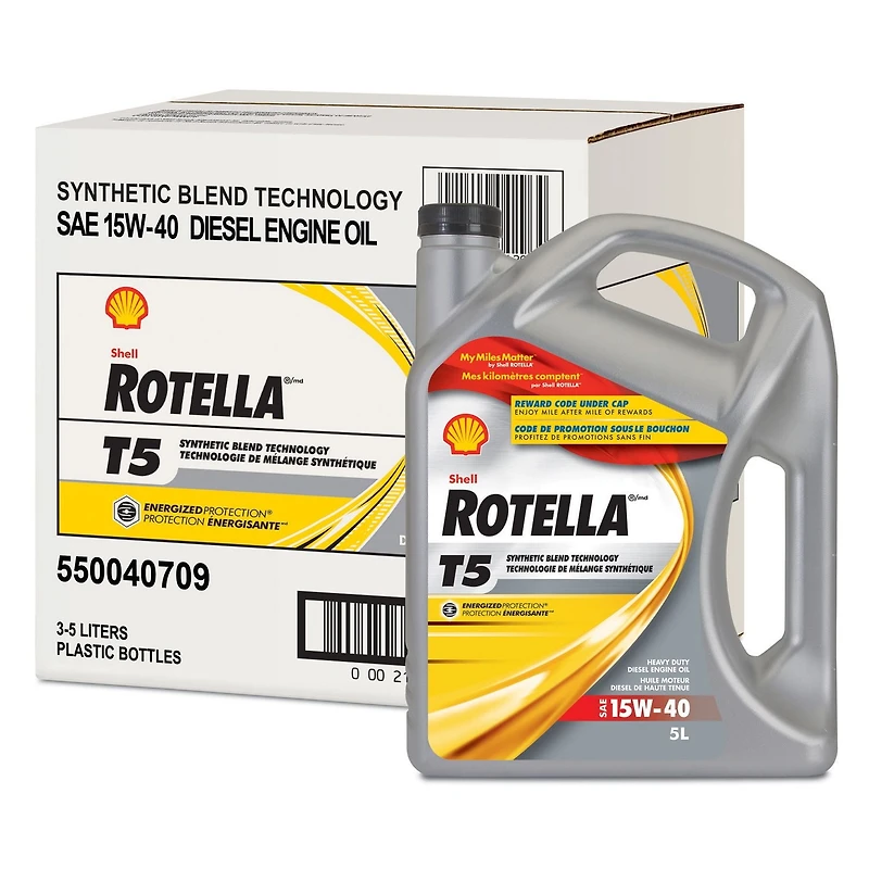 Shell Rotella T5 Synthetic Blend SAE 15W-40 Heavy Duty Diesel Engine Oil
