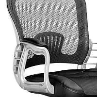 CorLiving Quinn Faux Leather and Mesh Adjustable Height Adult Office Chair with Lumbar Support, Black