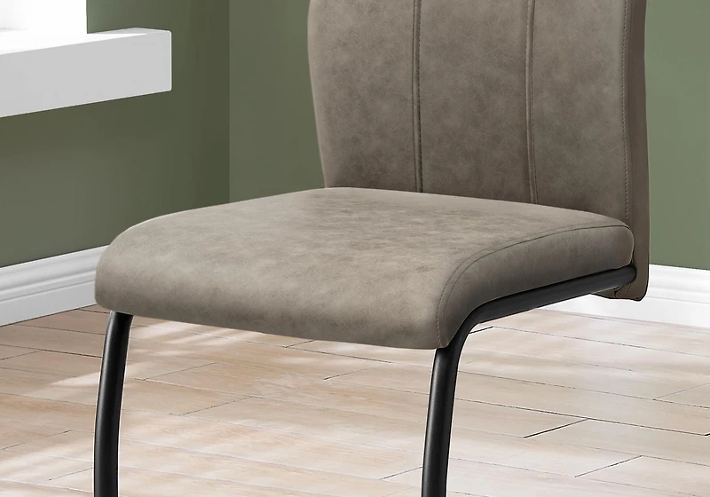 Monarch Specialties Chaise, Lot De 2, Côté, Rembourré, Cuisine, Salle À Manger, En Tissu, Métal, Beige, Noir, Contemporain, Moderne