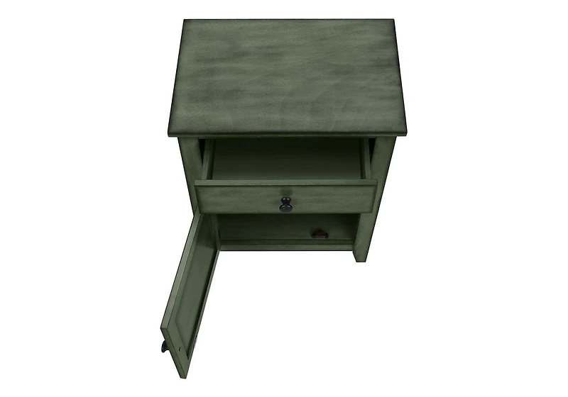 Monarch Specialties Accent Table, Nightstand, Storage Drawer, End, Side Table, Bedroom, Lamp, Storage, Antique Green Veneer, Transitional