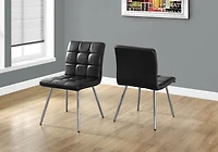 Monarch Specialties Chaise, Lot De 2, Côté, Rembourré, Cuisine, Salle À Manger, Pu D'aspect Cuir, Métal, Gris, Chrome, Contemporain, Moderne