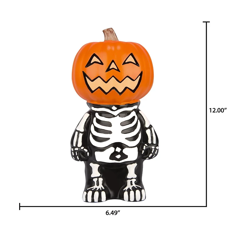 12” Lighted Blow Mold-Pumpkin Skeleton Kid (WM CA)