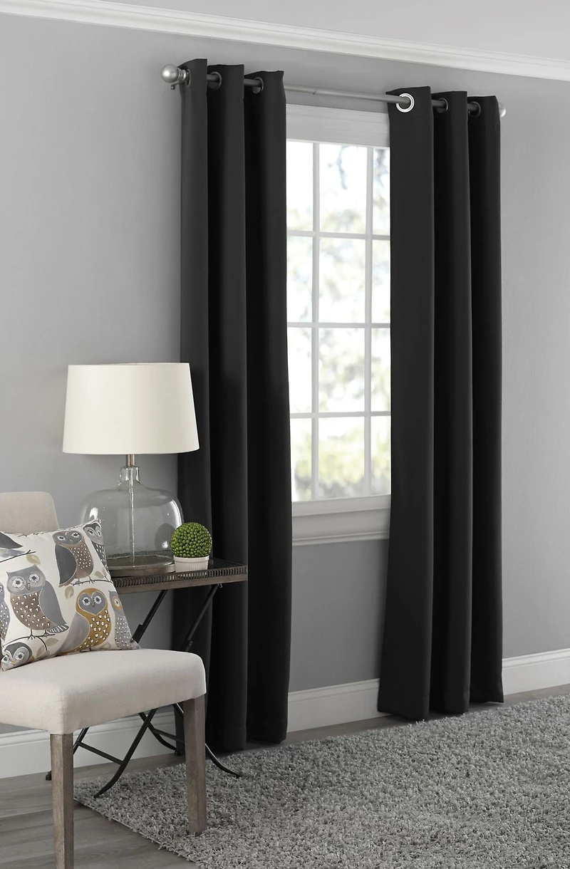 MAINSTAYS Blackout Energy Efficient Grommet Curtain Panel, SOLID 99% BLACKOUT GROMMET 40” x 84” PANEL