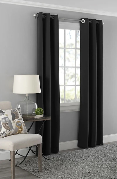 MAINSTAYS Blackout Energy Efficient Grommet Curtain Panel, SOLID 99% BLACKOUT GROMMET 40” x 84” PANEL