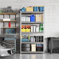 Fullfurnique 71″ Height Metal Storage Rack with Adjustable Shelves, Silver