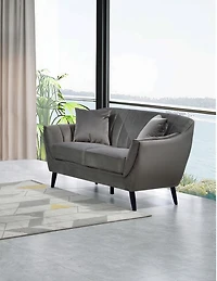 Topline Home Furnishings Loveseat with 2 Pillows, Blue Velvet