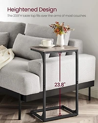 Boutique Home C-Shaped Sofa End Side Table Ideal for Den, Living Room, TV Tray Table - Grey