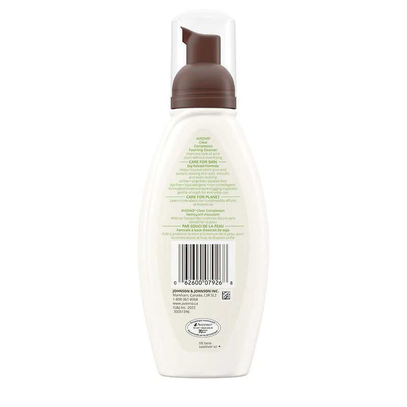 Nettoyant moussant Aveeno Clear Complexion, Peau sujette à l'acné, Cicatrice, Traitement antiacné, Hypoallergénique 180 ml