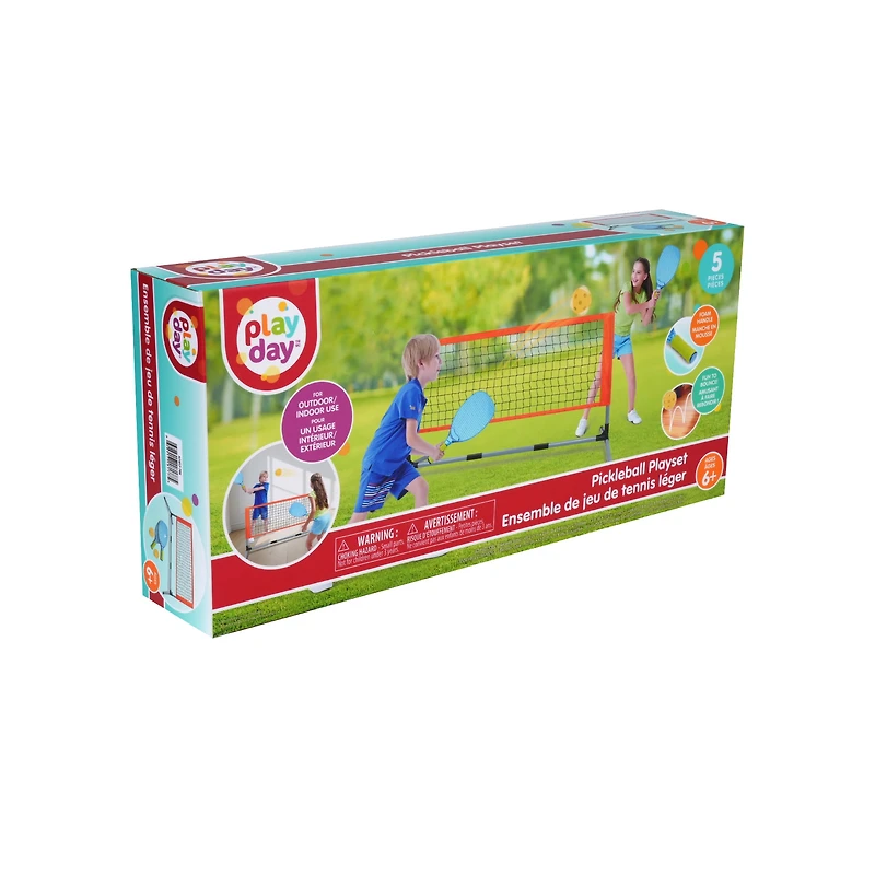 PD Playday Pickleball Play Set, Item Includes 2 Rackets, 2 Balls and a net, 5pcs, Age Suitable for 6 and up