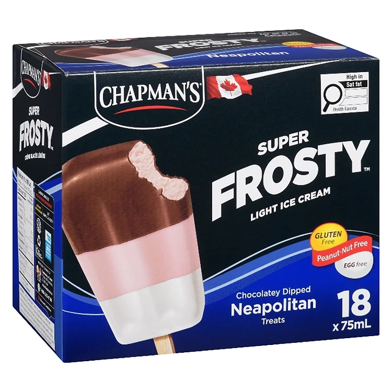 Chapman's Super Frosty Light Ice Cream Bars Neapolitan, 18x75ml, Chap Sup Frosty Choc Dip Neapolitan 18x75ml