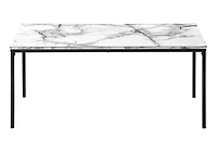 Monarch Specialties Table Set, 3pcs Set, Coffee, End, Black Metal, White Marble Look Laminate, Contemporary, Modern